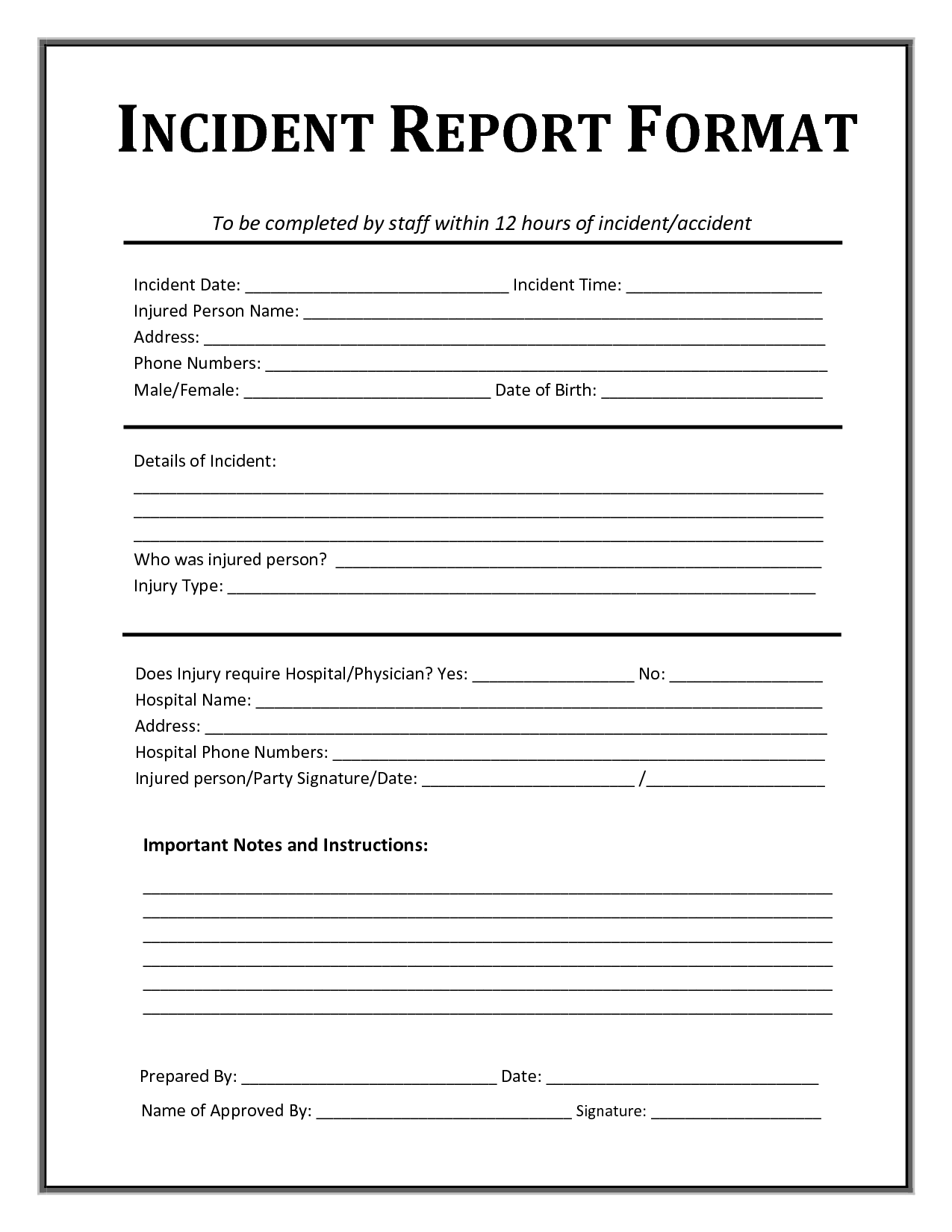 Incident Report Form Template | After School Sign In | Pinterest 