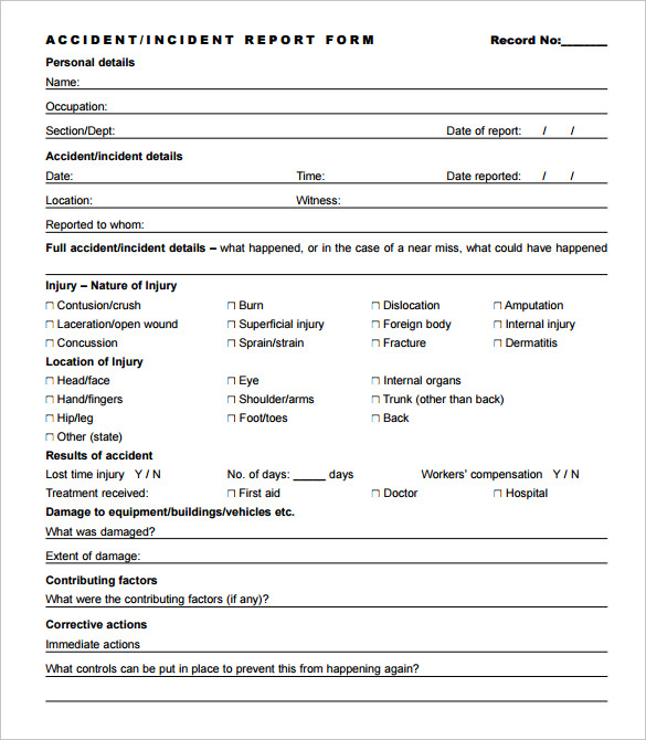 Incident Report Template 32 Free Word Pdf Format Download for 