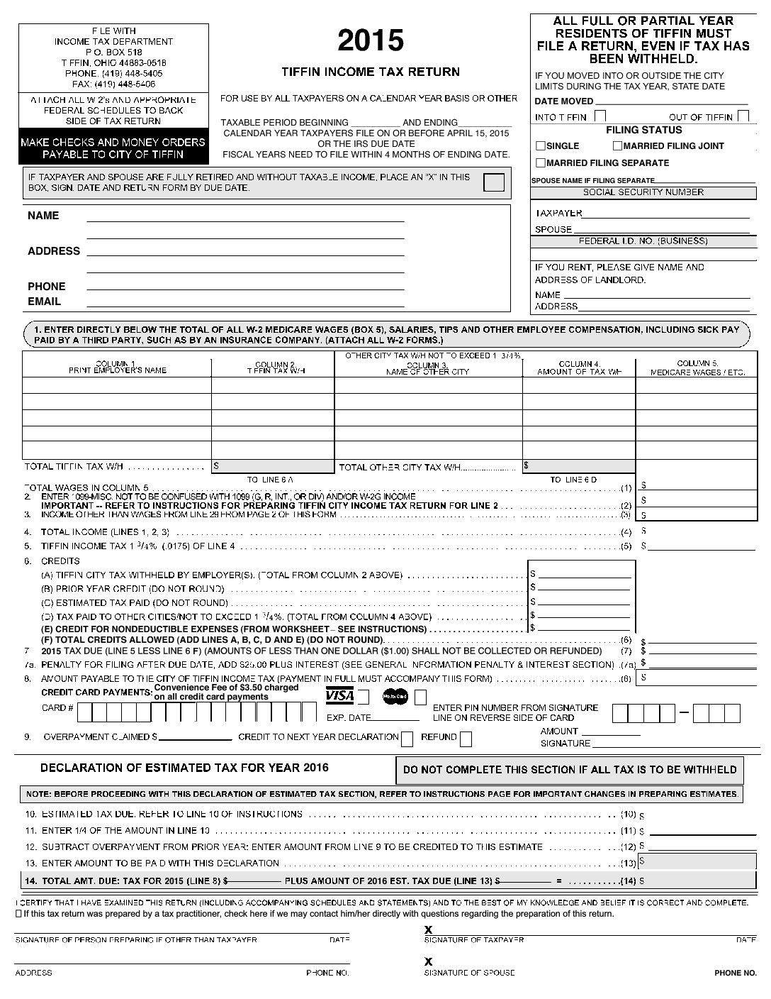 Tax Forms | City of Tiffin