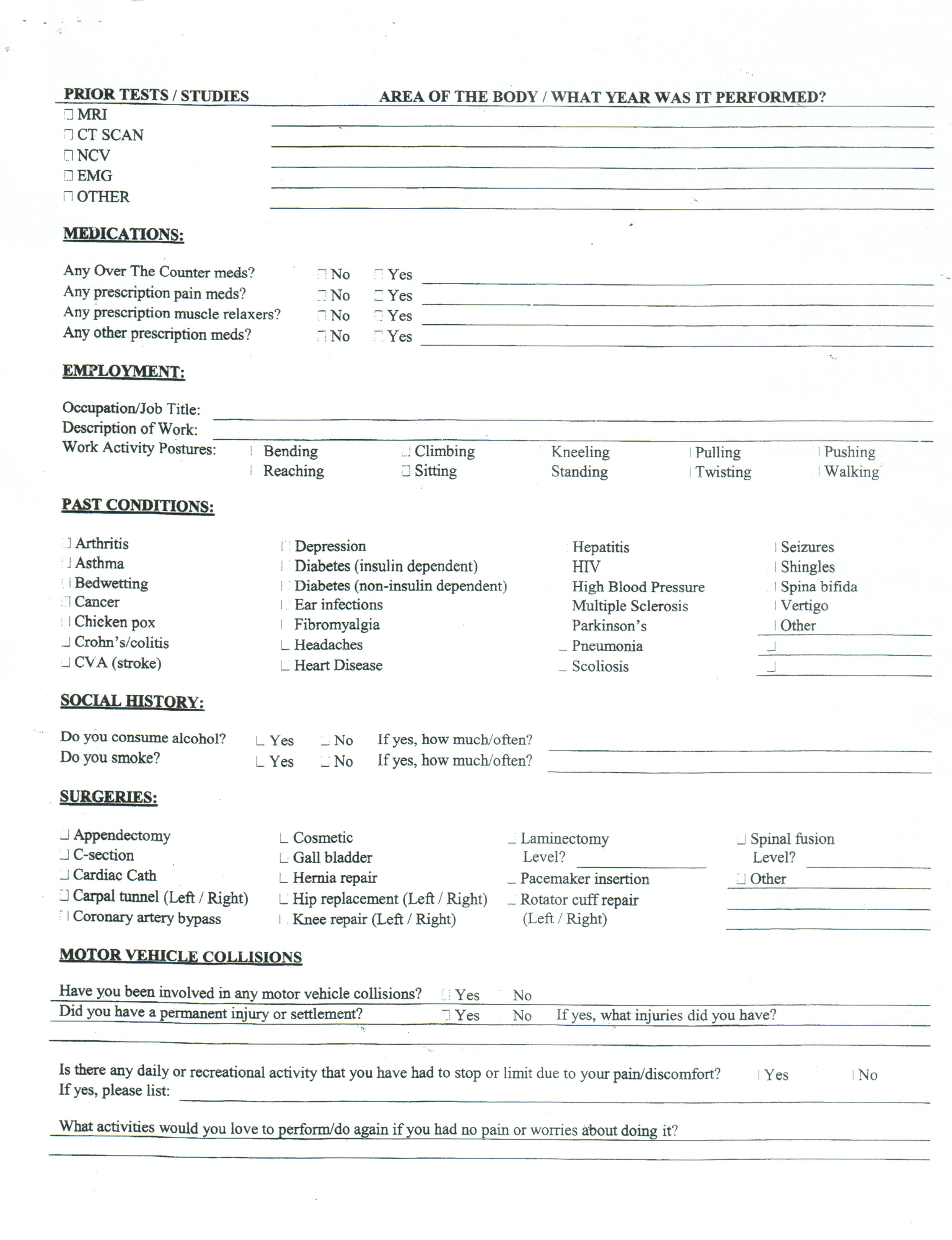 Patient Intake Forms