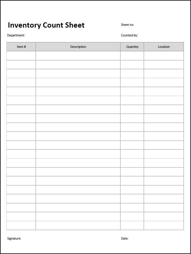 Inventory Count Sheet Template | Count, Template and Business