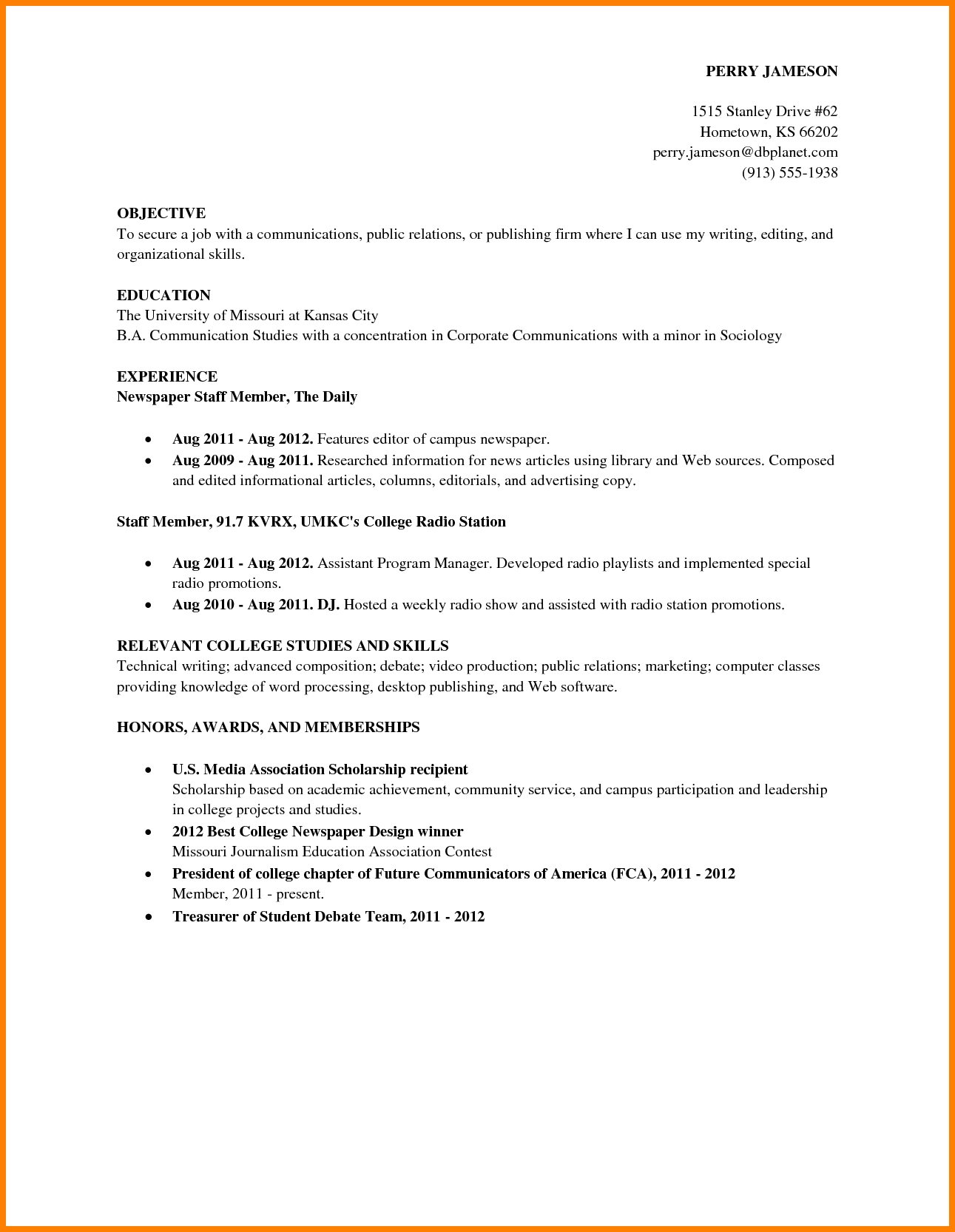 Job Resume Examples For College Students Examples Of Resumes 