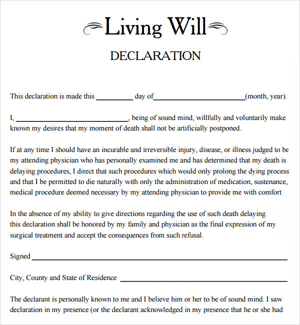 Will Free Template Sample Living Will 8 Documents In Pdf Safero 