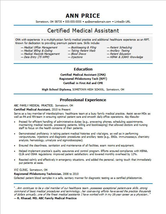 Medical Assistant Resume Sample | Monster.com