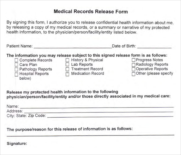 patient release form template medical records release forms free 