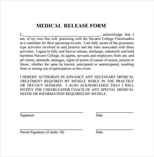 Sample Medical Release Form 10 Free Documents In Pdf Word within 
