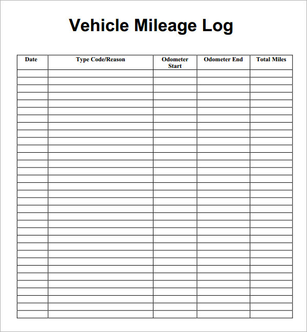 Free Printable Mileage Logs