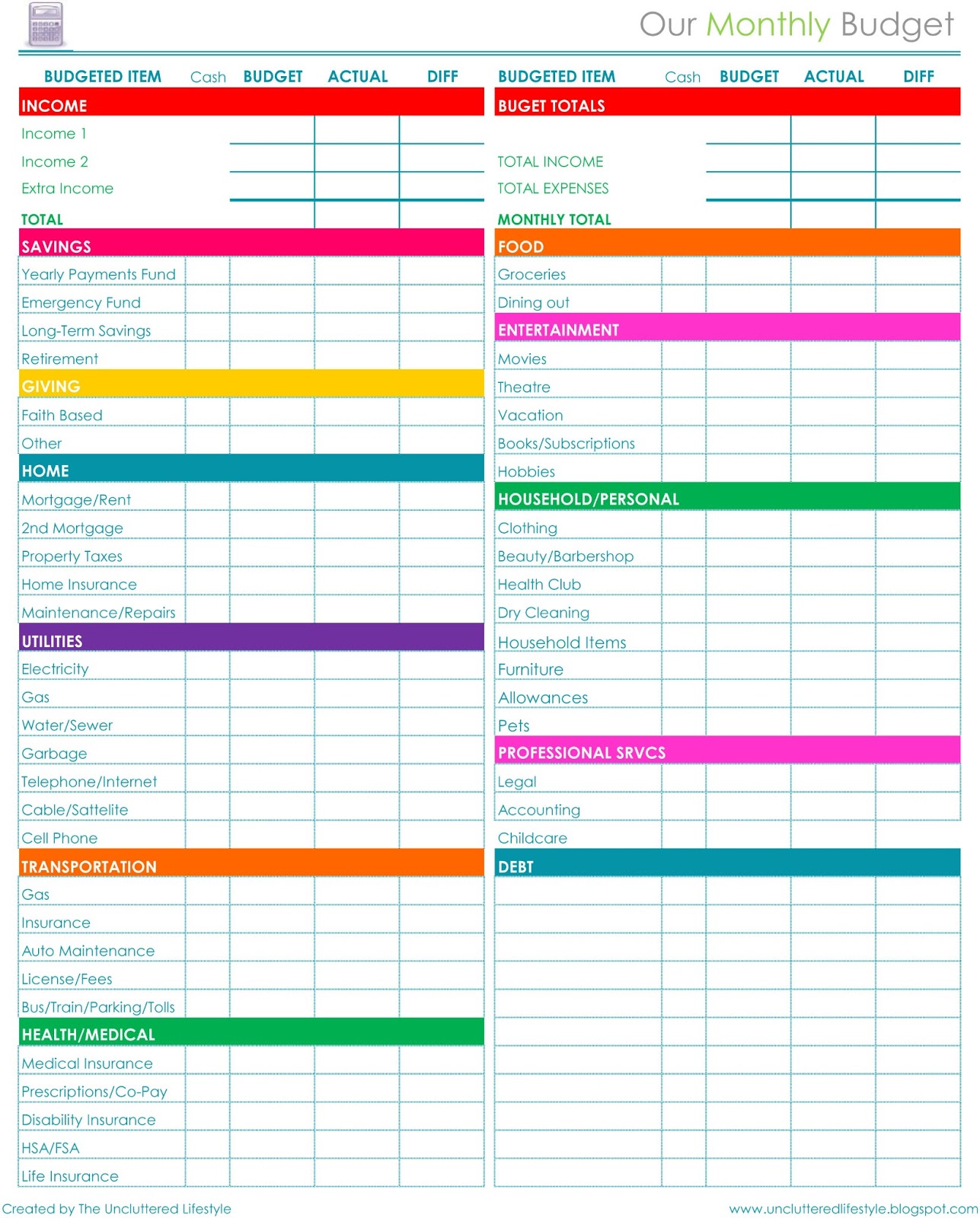 monthly budget forms printable Yeni.mescale.co
