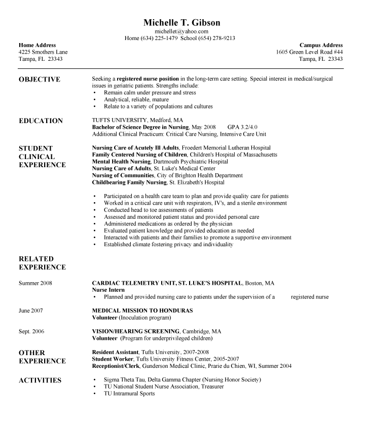 graduate nurse resume templates new graduate nursing resume 