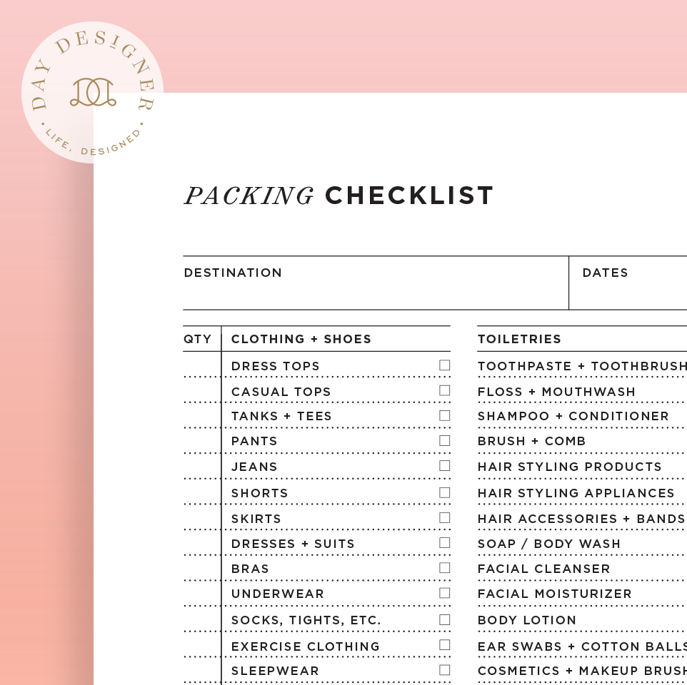 Packing Checklist – Day Designer