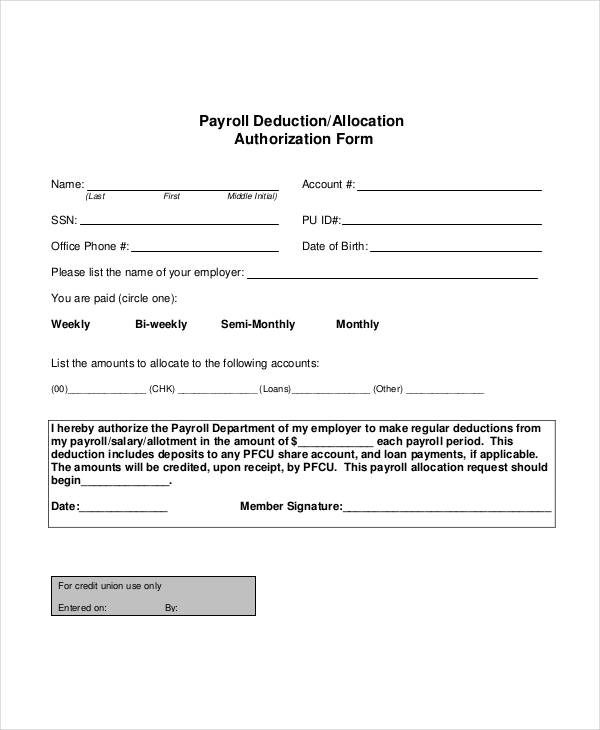payroll deduction form template payroll deduction form template 10 