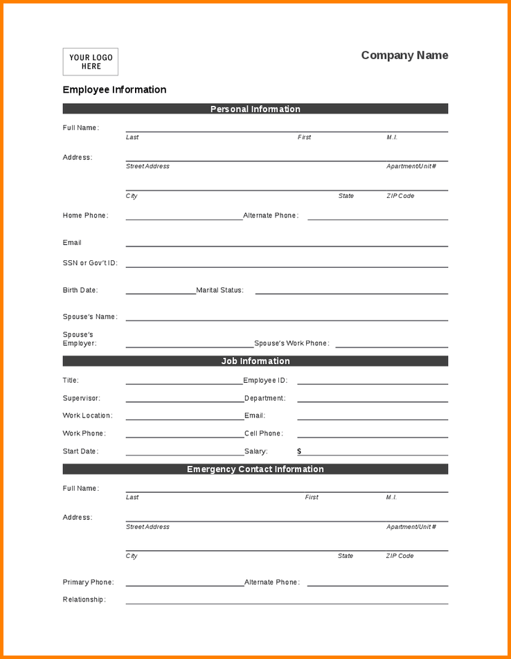 basic personal information form Dean.routechoice.co