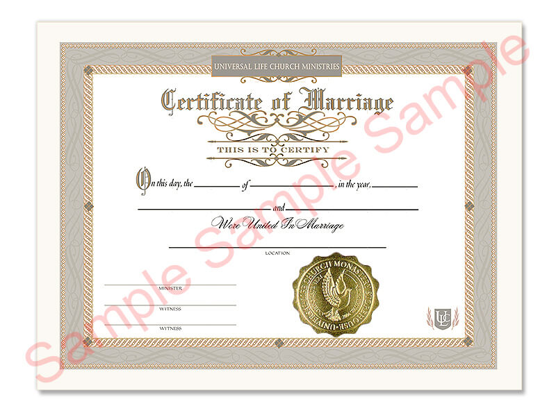 Certificate of Marriage | Universal Life Church