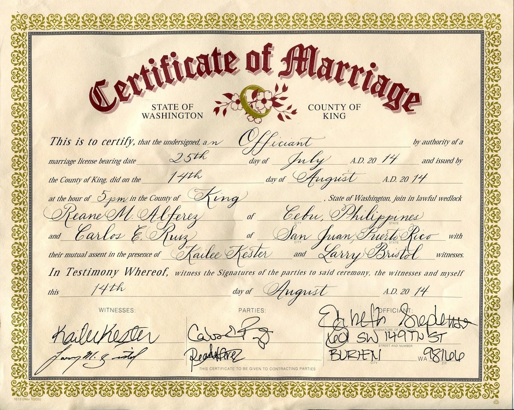 Marriage Certificate Calligraphy – Caitlin Dundon