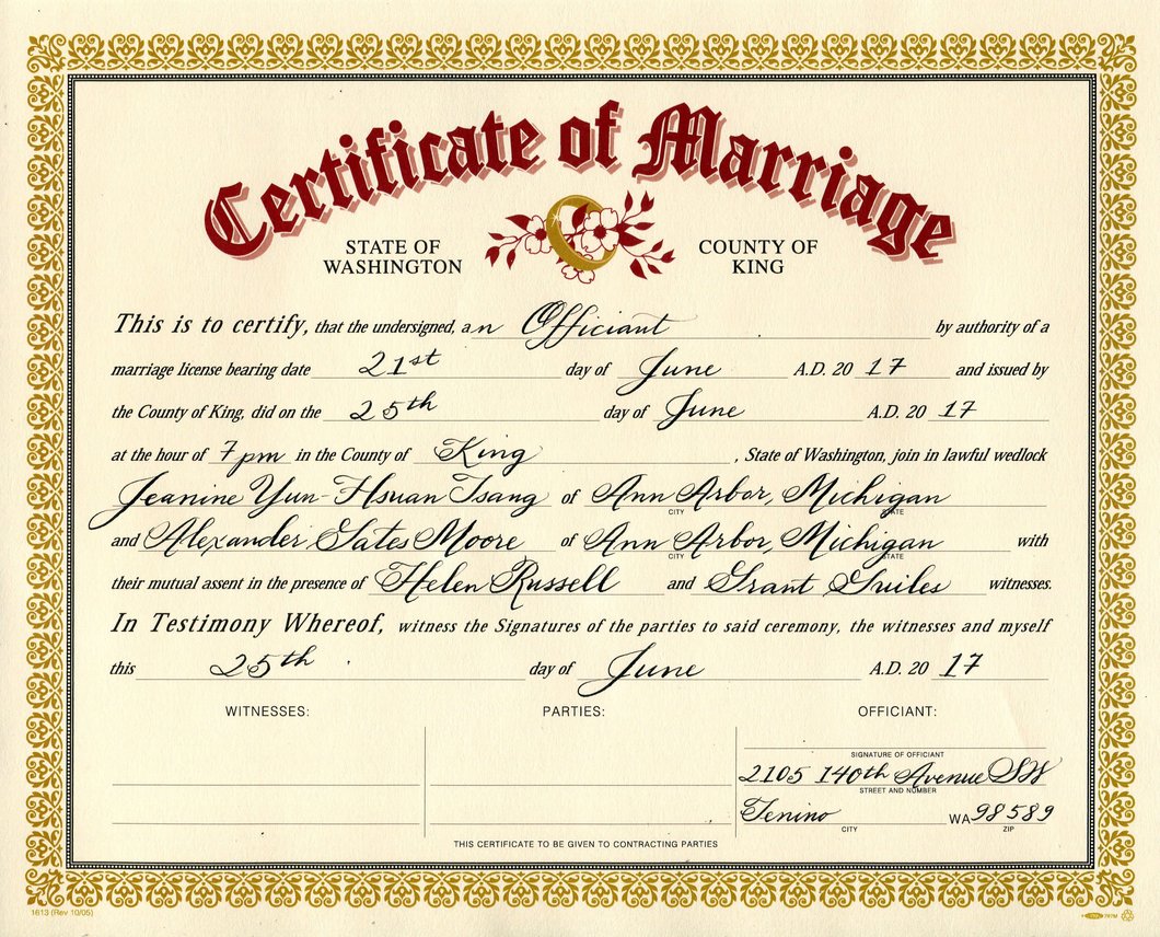 Marriage Certificate Calligraphy – Caitlin Dundon