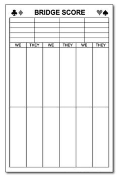bridge score sheets printable | You get two score pads on each 