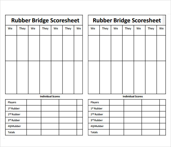 Bridge Score Cards – Davies Barnard