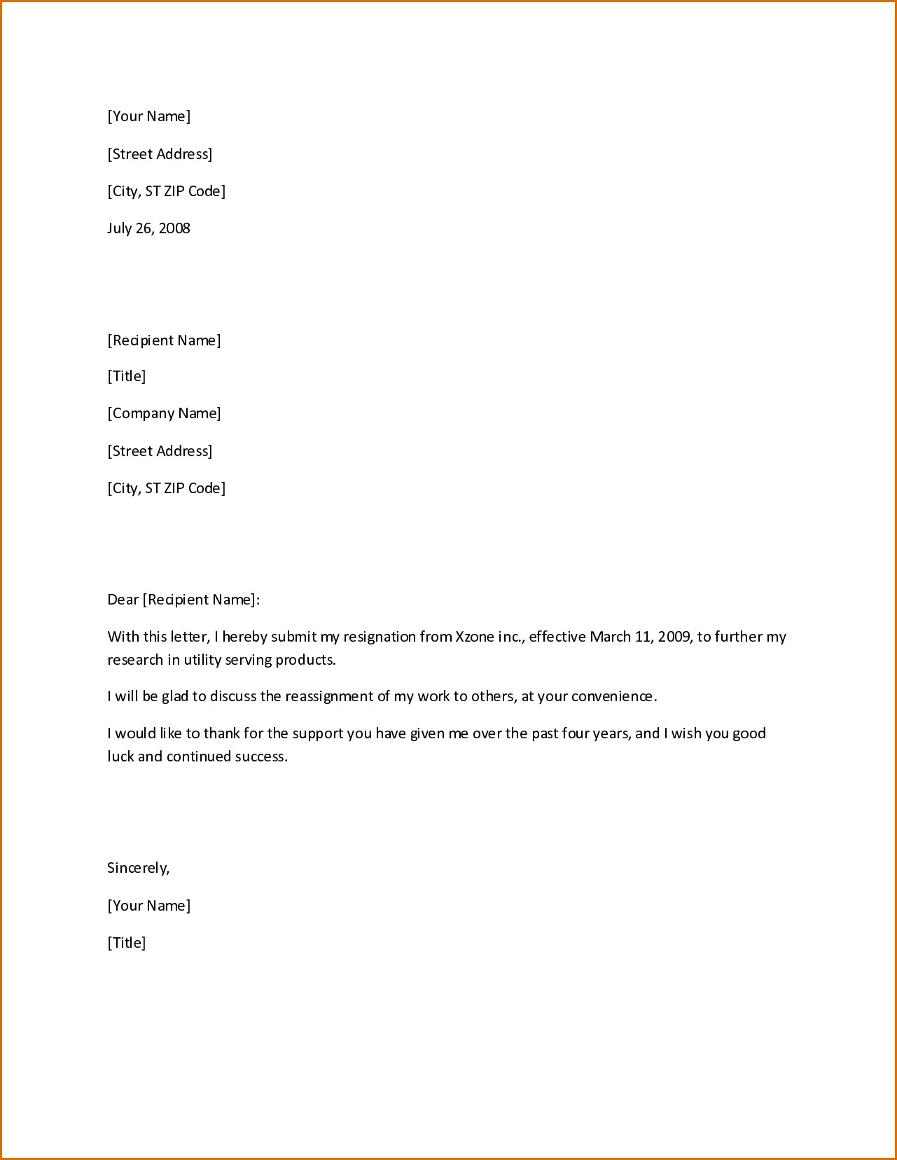 Resign letter sample doc professional resignation format best 