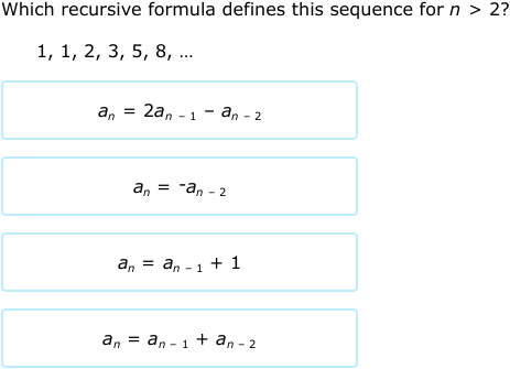 IXL Find a recursive formula (Precalculus practice)