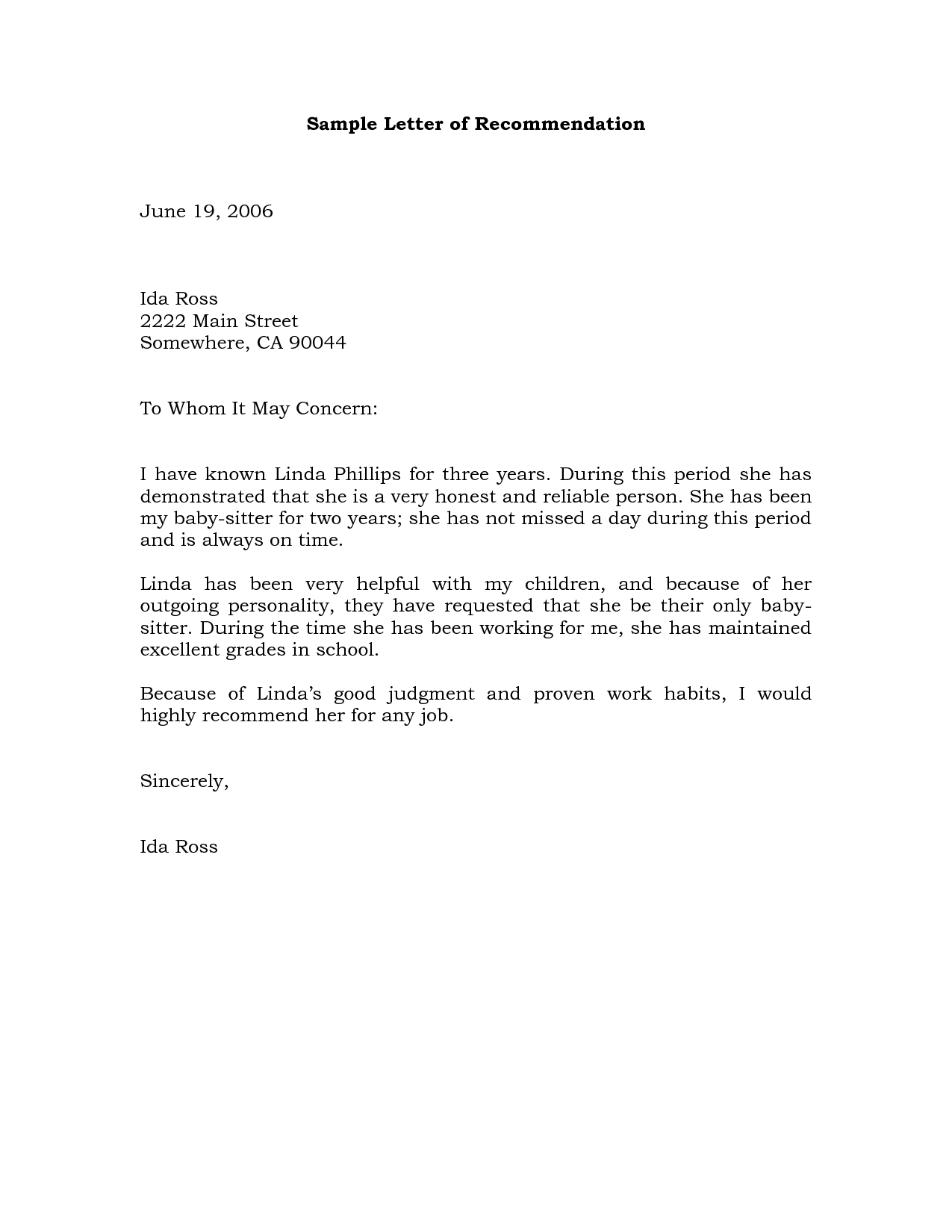Sample Recommendation Letter Example | Projects to Try | Pinterest 