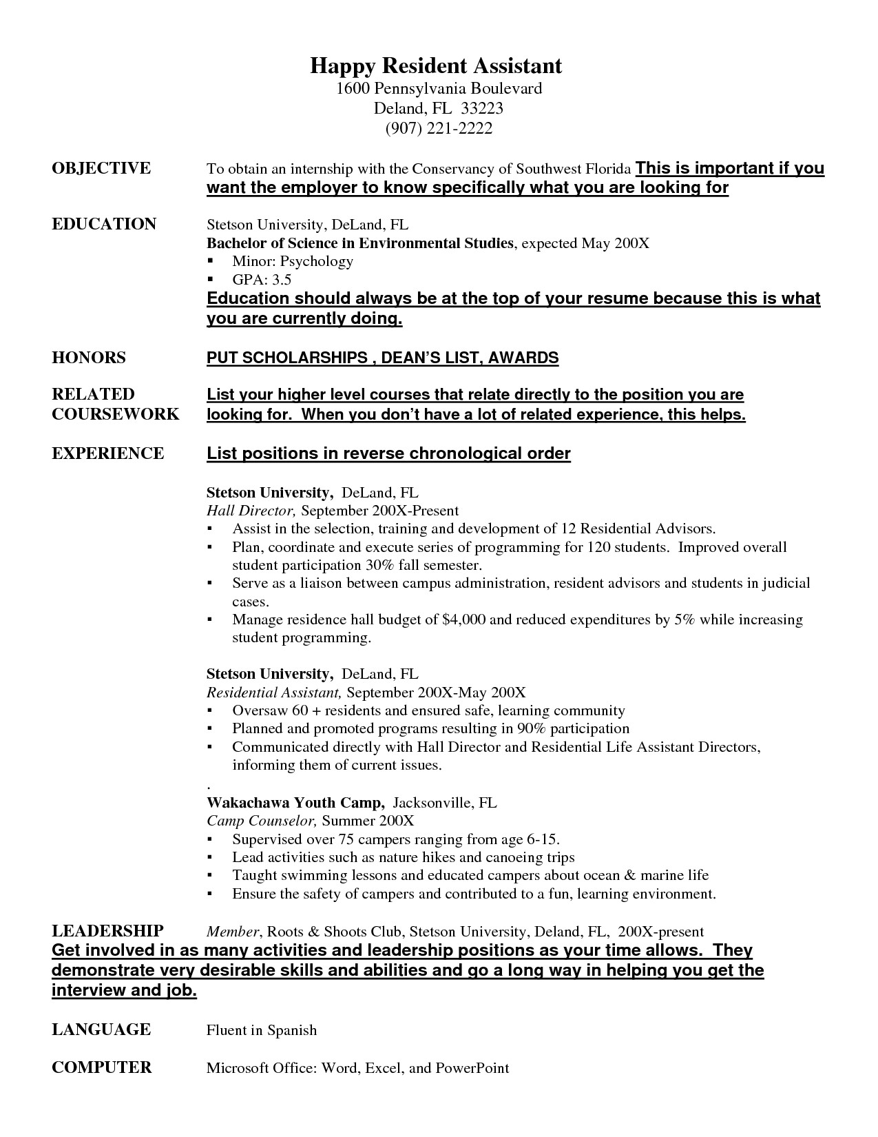 Resident Assistant Resume Example Examples of Resumes | resident 