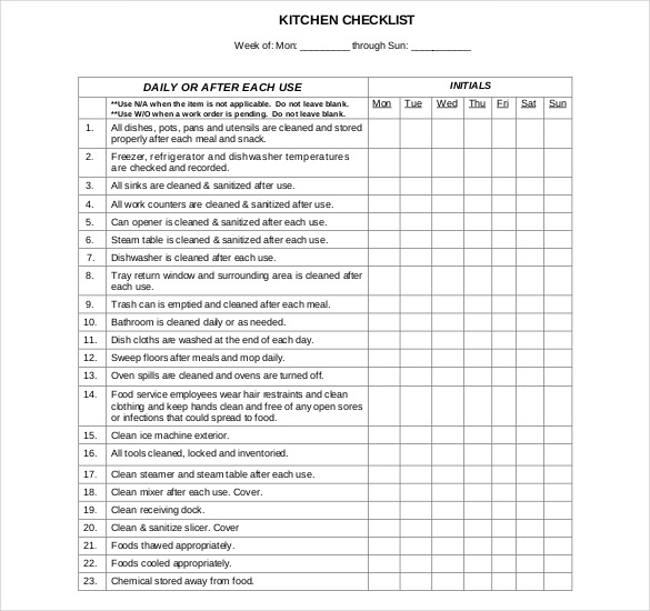 restaurant cleaning checklist Yeni.mescale.co