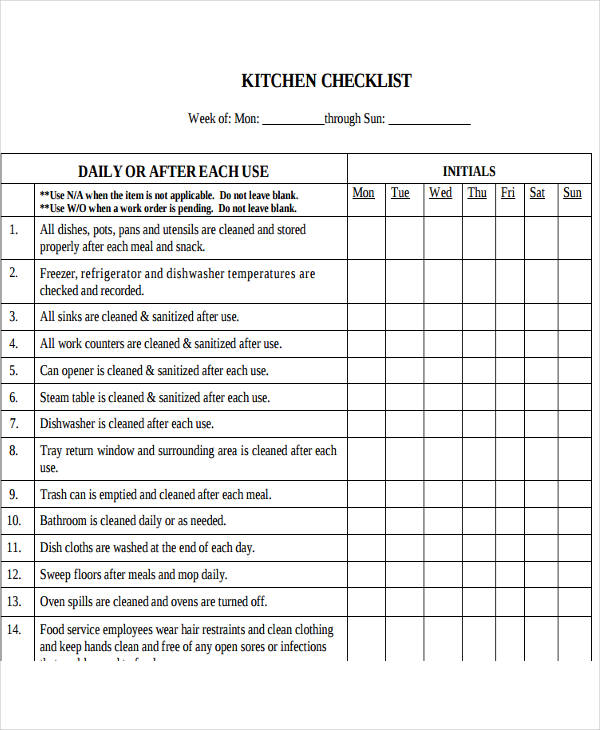 restaurant cleaning checklist pdf Yeni.mescale.co
