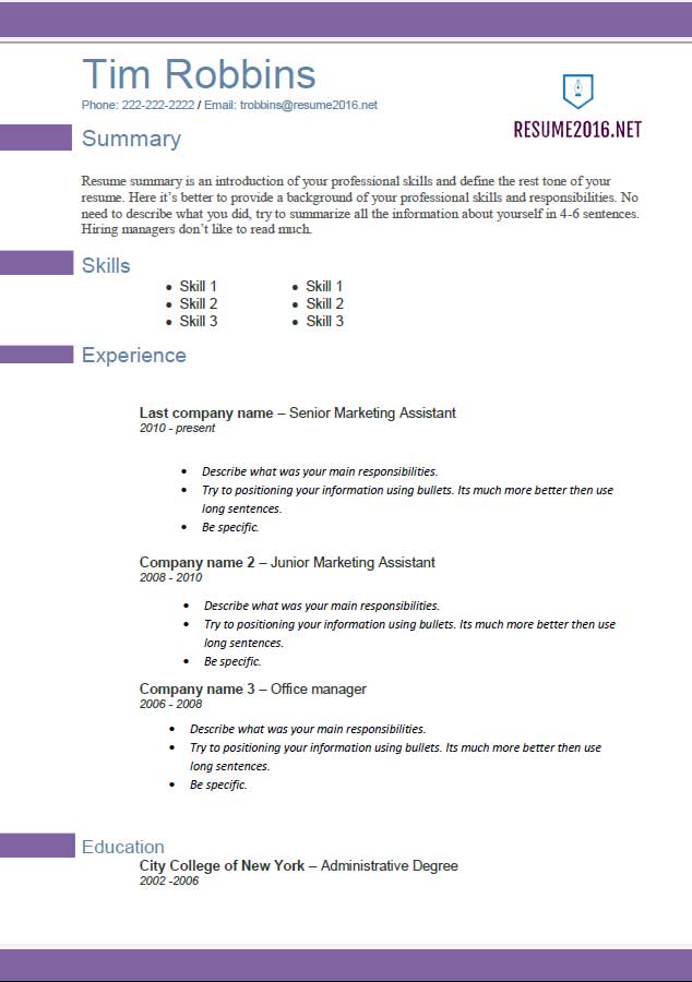 Resume Examples 2016 kerrobymodels.info