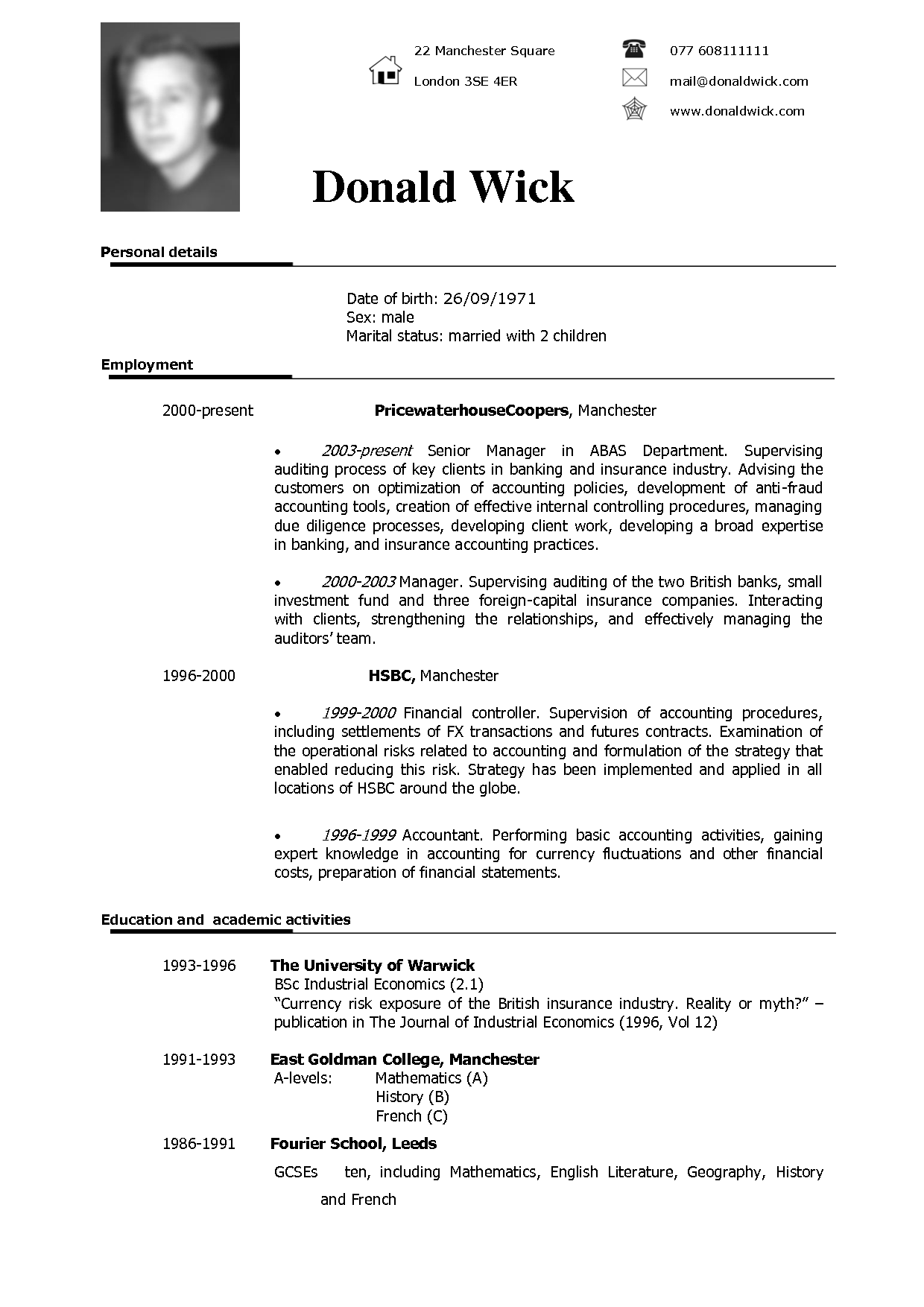 Resume Examples In English Mobile Discoveries