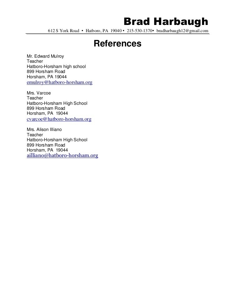 Resume References Format | simple resume template