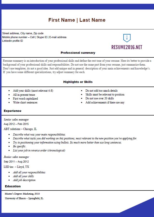 Free Resume Templates 2016 Microsoft Office Blue Template Online 