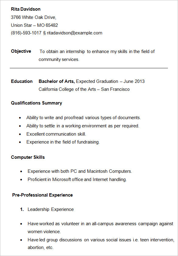 College Resume Format For High School Students Free Templates with 