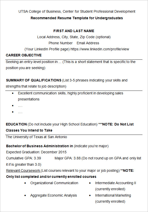 resume for college student template Ozil.almanoof.co