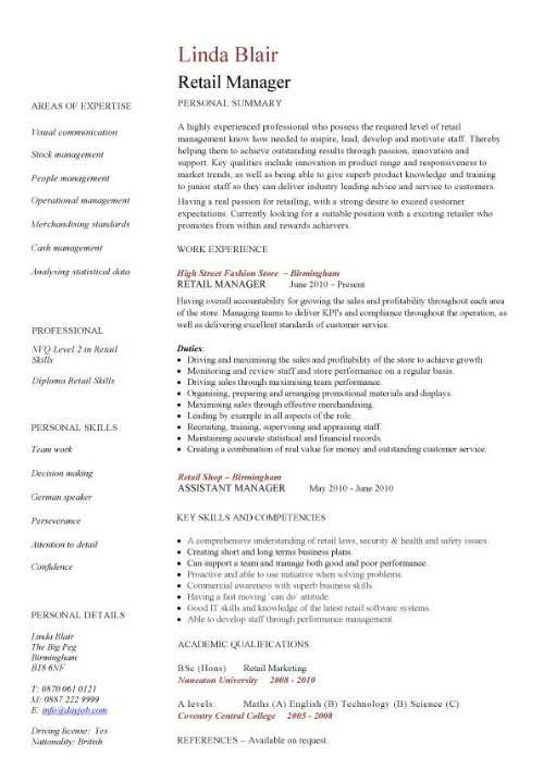 resume examples for retail management Yeni.mescale.co