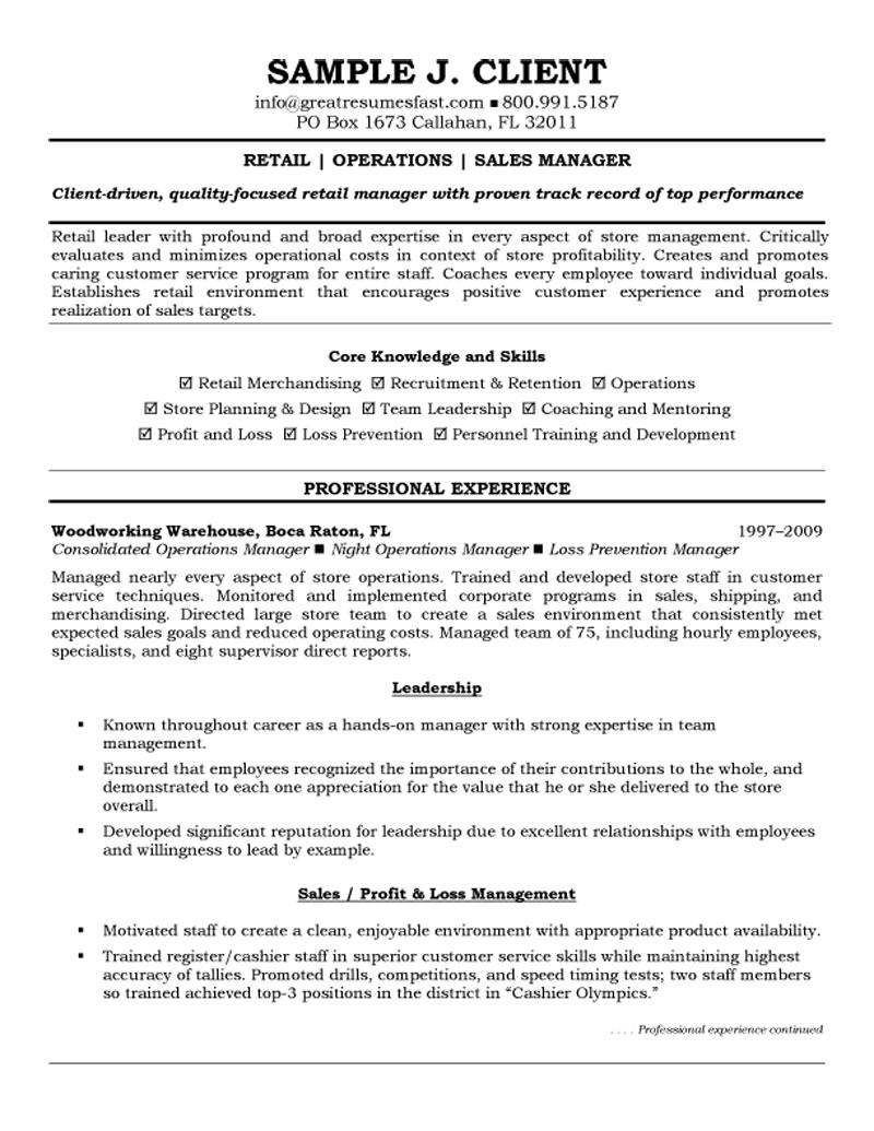 Retail Management Resume Examples And Samples | Free Resume Templates