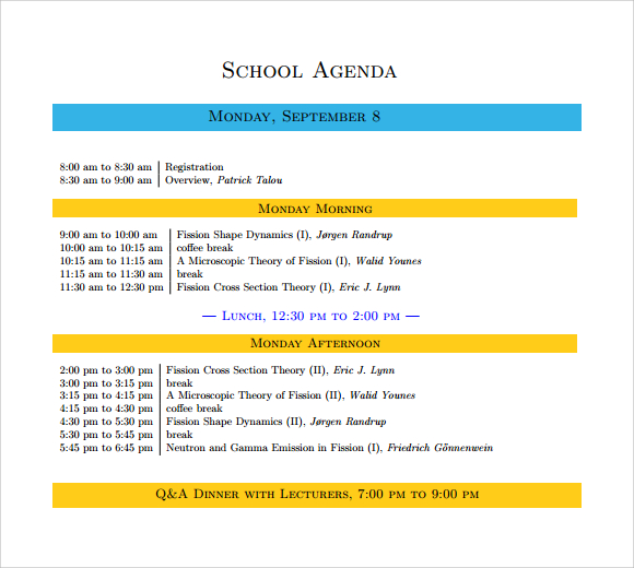 School Agenda Template. Meeting Formats Template Meeting Formats 