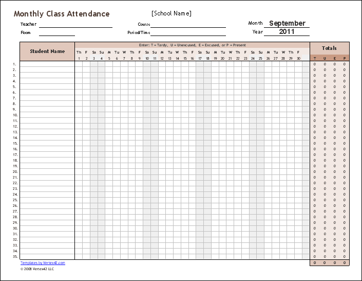 Free Attendance Tracking Templates and Forms