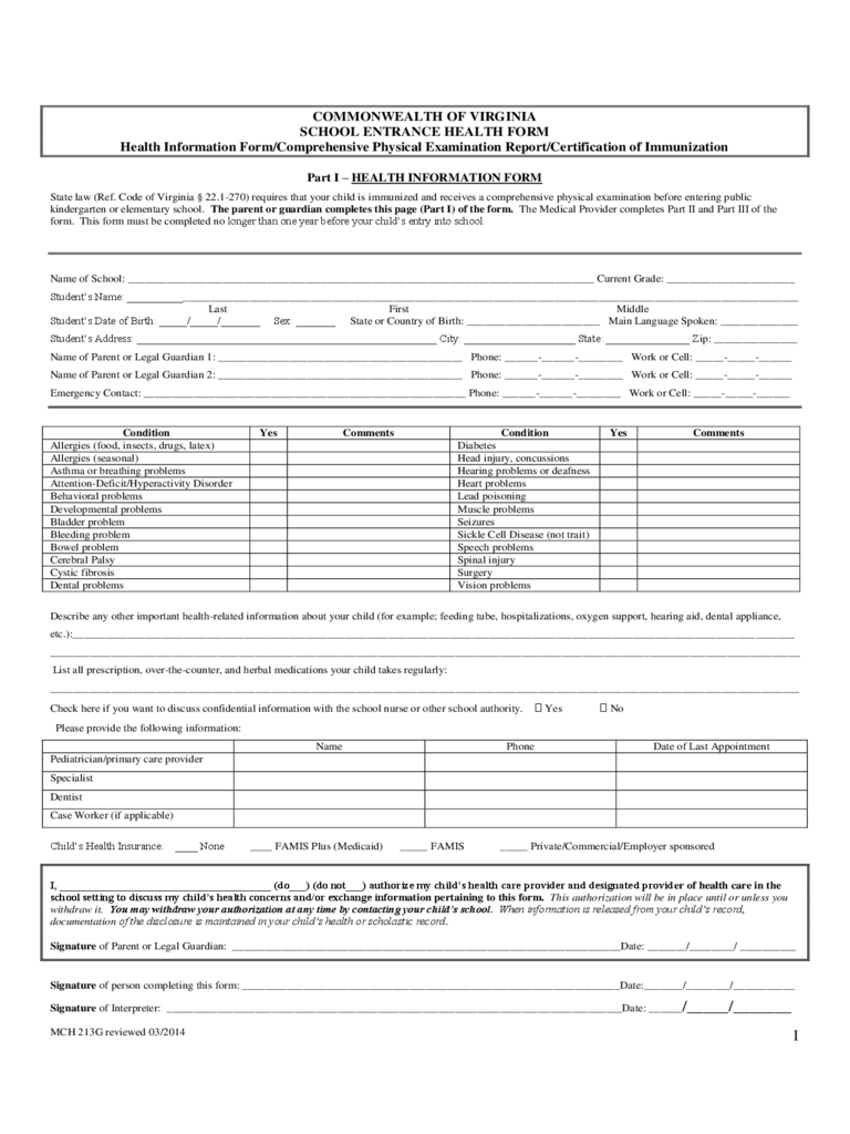 15 School Medical Form Templates to Download for Free | Sample 