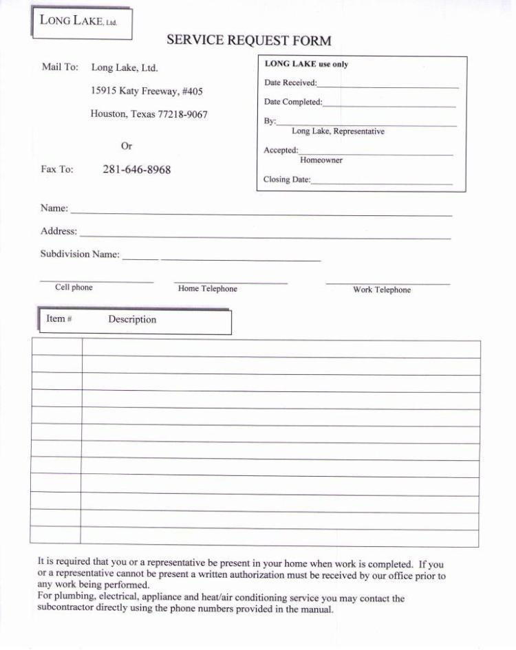 Service Request Form Templates Word Excel Samples