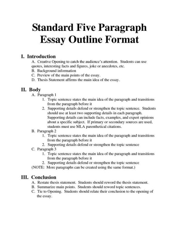 Standard outline format creative icon writing help essays for 