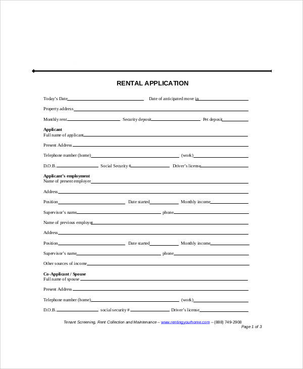 Tenant application form sample rental apartment well for 