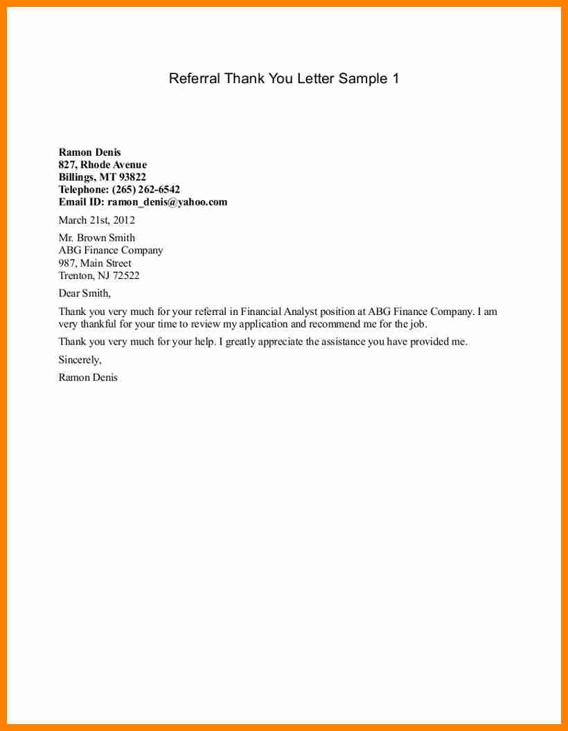 Job Referral Thank You Letter Examples Cover Letter Examples 