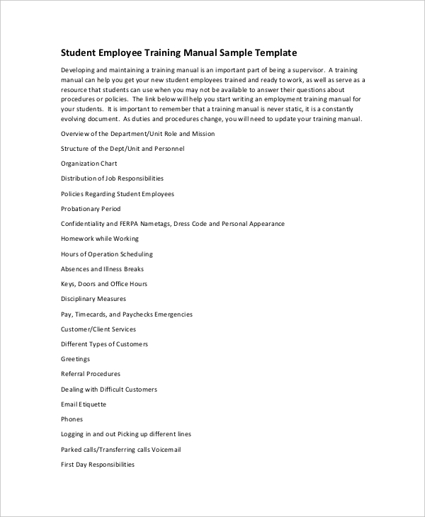 10+ Training Manual Template Free Sample, Example, Format | Free 
