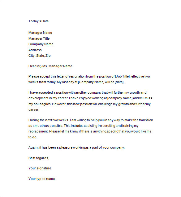 10+ Two Weeks Notice Letter Templates PDF, DOC | Free & Premium 