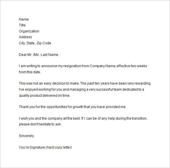 10+ Two Weeks Notice Letter Templates PDF, DOC | Free & Premium 