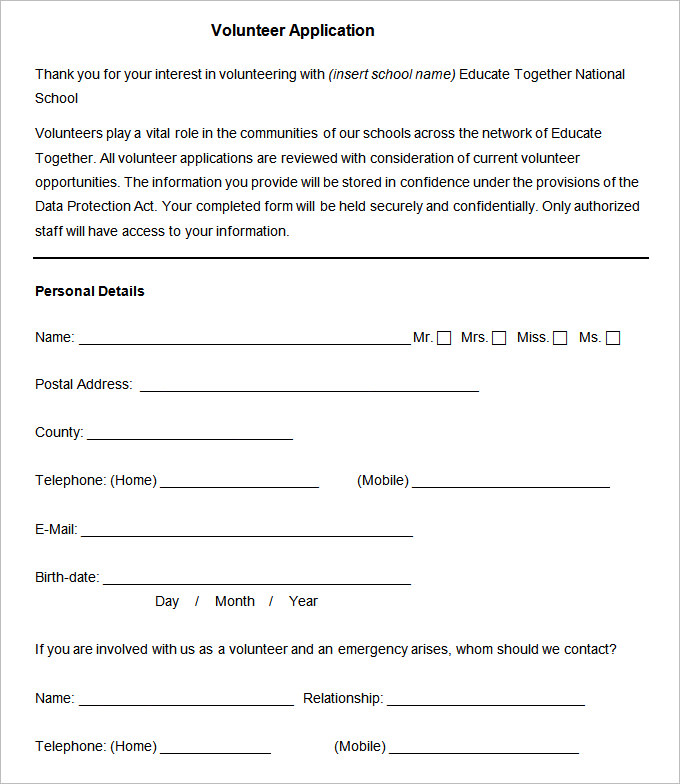 brochure registration form template volunteer application template 