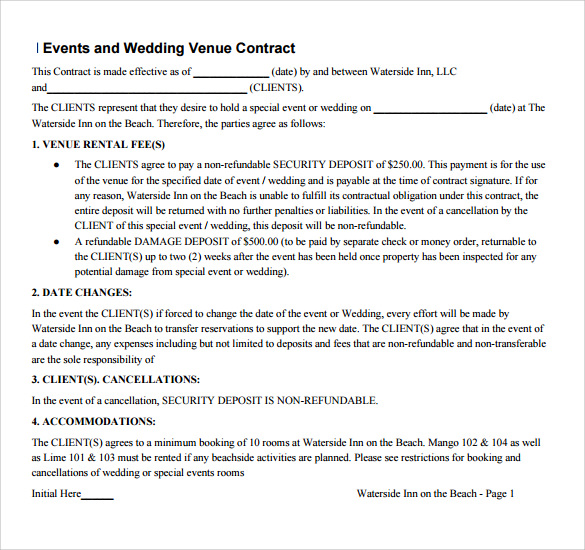 Wedding Vendor Contract Template