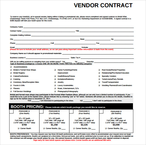 14 Vendor Contract Templates – Samples, Examples & Format | Sample 