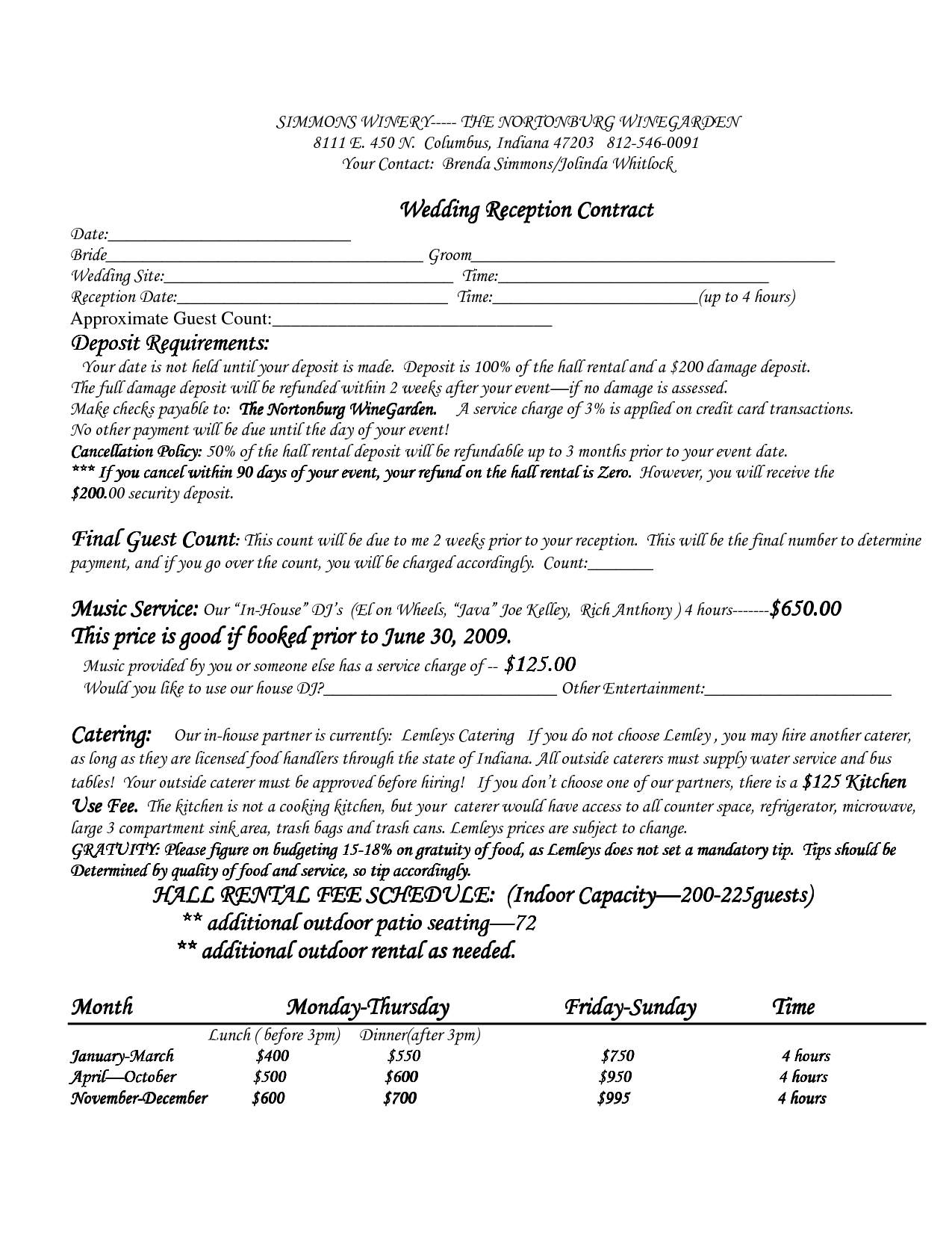 wedding reception contract template Yeni.mescale.co