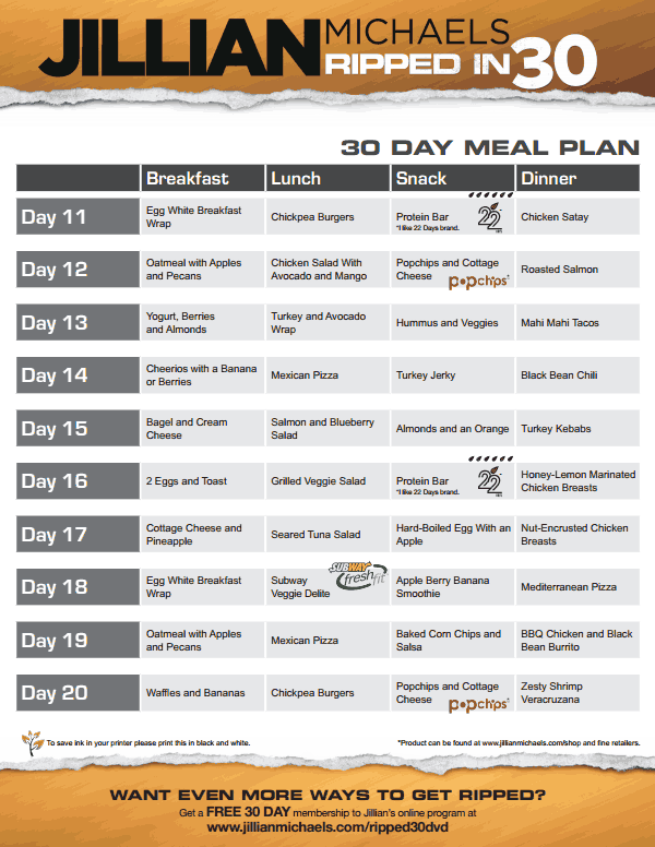jillian michaels ripped in 30 meal plan v.pdf | Workout 